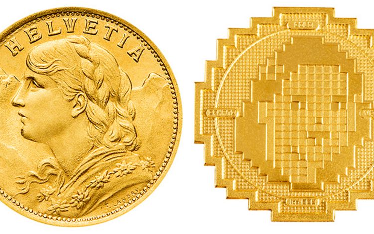 Das Goldvreneli und das neue Crypto Vreneli nebeneinander
