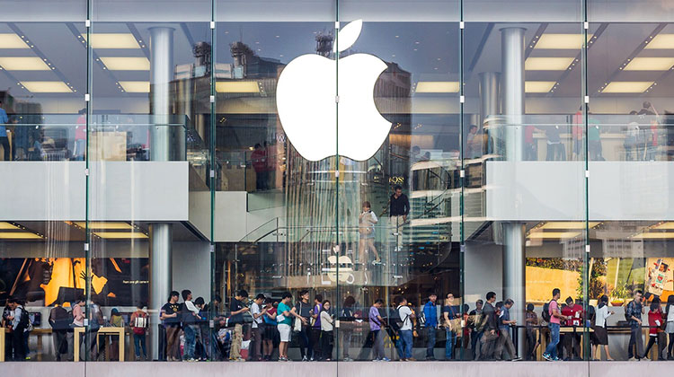 Ansicht von aussen des Apple Store in Hongkong