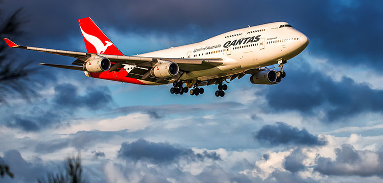 Boeing 747 im Landeanflug auf Sydney